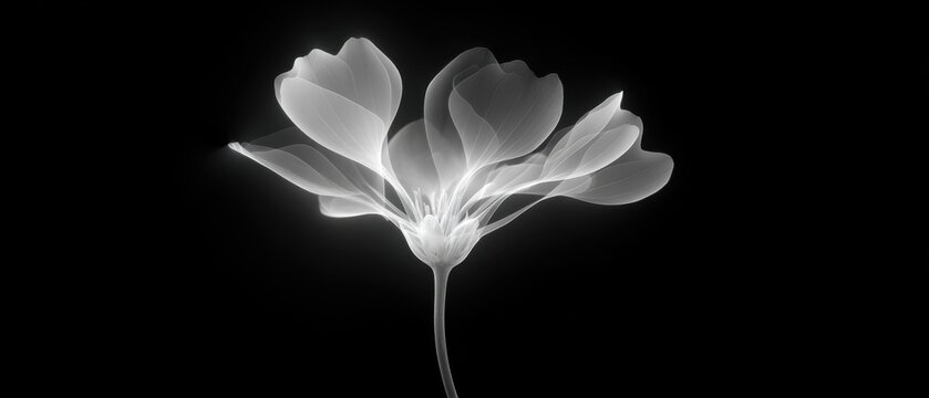 Minimalist Black and White Rendering of Layia Flower