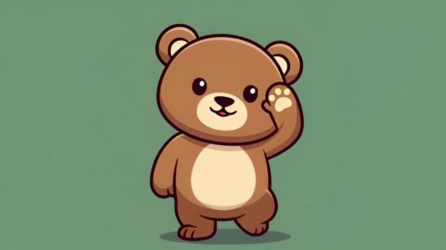 A charming animated teddy bear with a friendly gesture, conveying a sense of warmth and playfulness. Perfect for children's projects, educational material, or any design seeking a touch of whimsy.