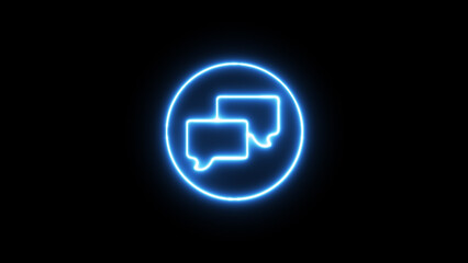 Blue Neon Glowing Chat Bubbles Icon