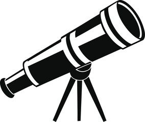 Telescope silhouette, astronomy tool icon, flat vector scope, science clip art, stargazing equipment drawing