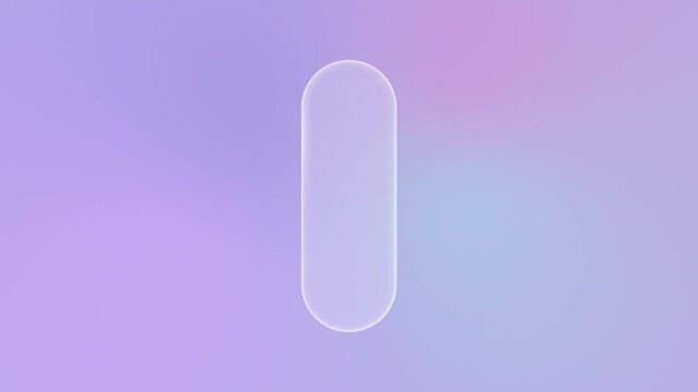Minimalist glass liquid button in glassmorphism style with rounded corners on a soft blue and pink gradient background, ideal for a modern user interface, application interface, web banner, template.