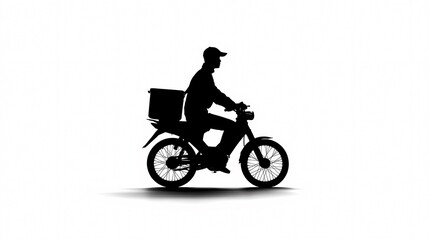 Fototapeta premium Speedy Delivery: A dynamic silhouette of a delivery rider expertly navigating the urban landscape on a swift electric motorcycle, delivering goods with speed and efficiency.