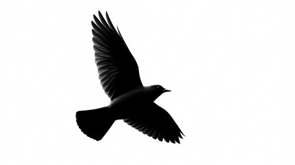 Obraz premium Soaring Silhouette: A majestic bird soars effortlessly, its dark silhouette a symbol of freedom, against the empty sky, evoking a sense of grace and aspiration.