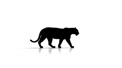 Obraz premium Silhouette of a Striking Silhouette: The strong form of a leopard in stark silhouette, traversing an empty space, embodies grace and power.