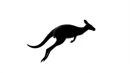 Fototapeta premium Kangaroo silhouette in motion: A striking silhouette of a kangaroo in mid-leap, showcasing the animal's powerful musculature and grace against a stark backdrop.