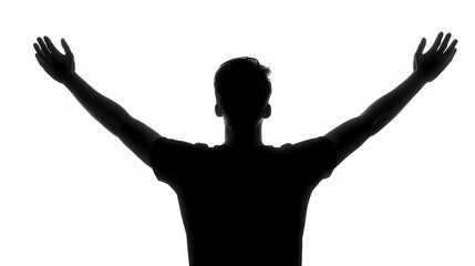 Silhouette Embrace: A human silhouette with arms wide open, symbolizing freedom and joy, a poignant visual narrative.
