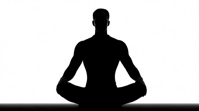 Inner Peace in Silhouette: A serene silhouette of a meditating person, their posture radiating tranquility and mindfulness. The person is in a meditative pose.