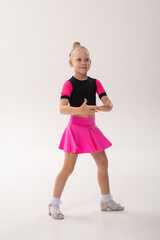 Young dancer with cochlear implant performing expressive sport dance movement. Hearing loss rehabilitation, auditory therapy, assistive technology, physical coordination, and confidence growth