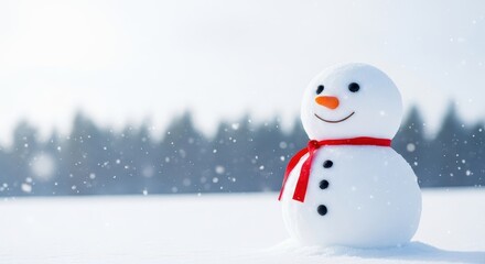 Obraz premium A cute snowman portrait crafted from fresh powder, adorned with simple accessories, showcasing the late winter landscape in February, button, figure, wintry