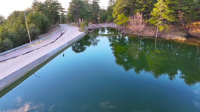 Albania Gjinar mountain resort village small lake park