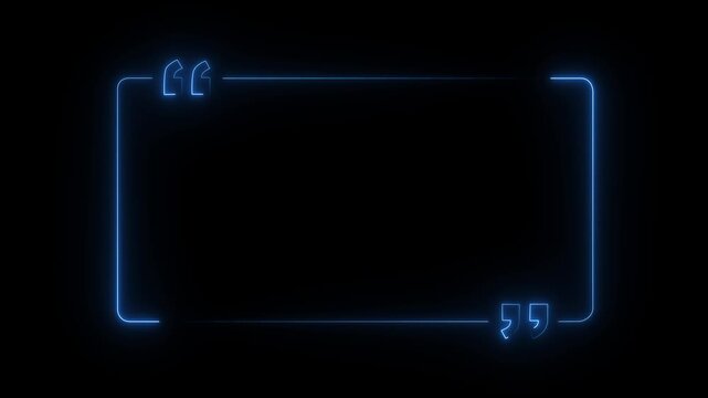 glowing neon Quote Box or message box icon frame Animation. quote rectangle box icon, quotation mark sign black background. Quotes Box Icon, Flat Sign & Trendy Symbol, 4k video. 