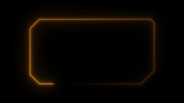 Futuristic HUD Head up display interface template with basic geometry line element. Universal Technology Line and frame Video overlay Neon futuristic HUD rectangle frame glowing animation.