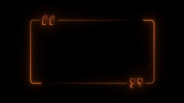 glowing neon Quote Box or message box icon frame Animation. quote rectangle box icon, quotation mark sign black background. Quotes Box Icon, Flat Sign & Trendy Symbol, 4k video. 