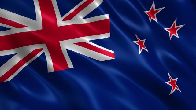 waving new zealand national flag animation loop