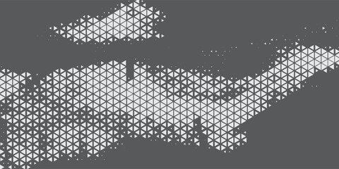 Abstract geometric black and white deco art halftone hexagone  and triangle print pattern