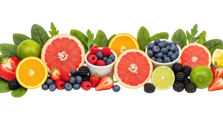 Naklejka premium Fresh fruits arrangement with berries and citrus