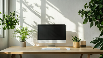 Fototapeta premium Minimal workspace with plants