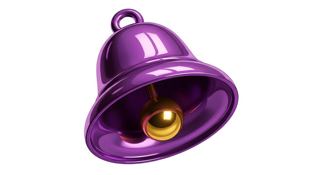 Purple bell isolated on transparent background with golden clapper