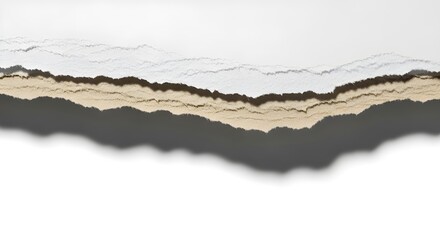 Torn White Paper Edge with Brown Layer Shadow, Abstract Textured Background