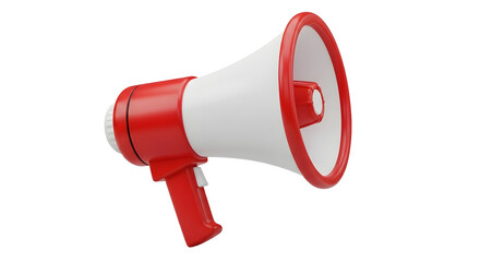 A red and white megaphone isolated on transparent background