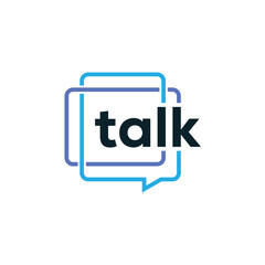 Typography talk logo design, chat bubble communication symbol vector icon concept