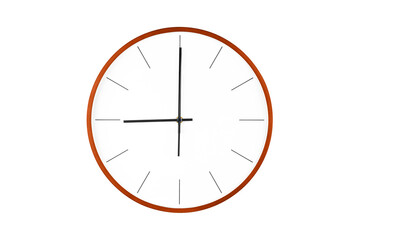 Modern wall clock with minimalist design featuring clean white face 9 hour and precise hour markers for contemporary office or home interior decoration.