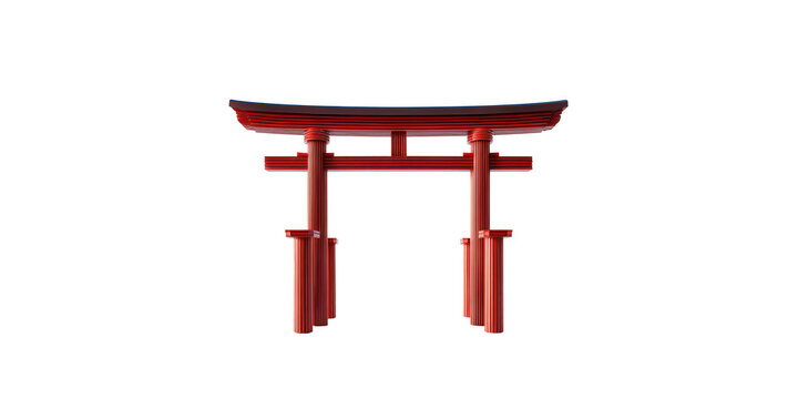 A Realistic 3d Rendering of a Traditional Japanese Red Torii Gate a Symbol of Shinto Shrines Isolated on a Transparent Background
