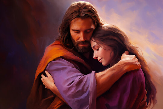 Representation of Jesus, hugging with affection 