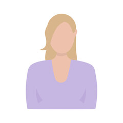Faceless female avatar. Illustration of a young European woman. Vector.