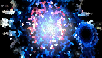 Futuristic mosaic in neon colors, vibrant mood, representing digital innovation and cyber aesthetics on dark background