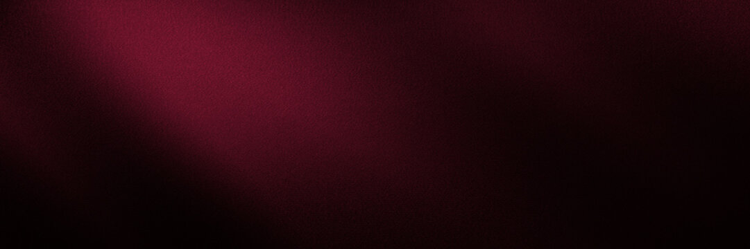 Black dark burgundy cherry red silk satin. Shiny fabric beautiful elegant background. Light shadow glow shine gradient. Curtain drapery. Christmas birthday festive. Blank template design. Wide banner.