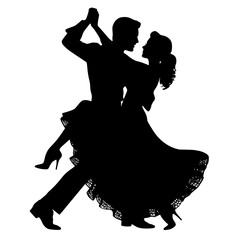 elegant dancing couple silhouette man woman ballroom romance passion movement art.