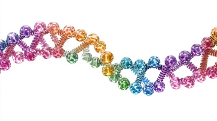 Closeup of colorful dna strand with genetic markers in a lab setting scientific visuals macro photography innovation in genetics