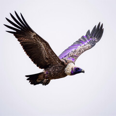Obraz premium Neon-rimmed purple vulture against a white background