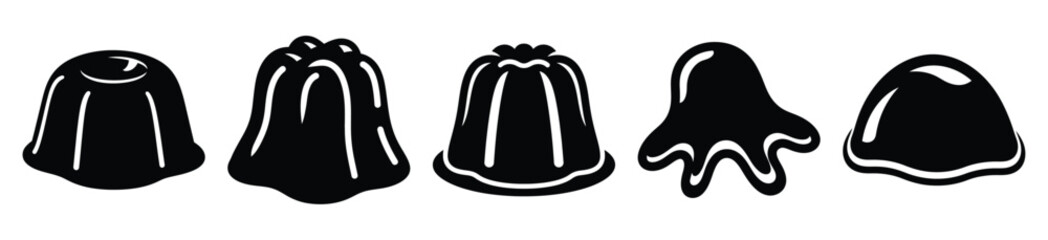 Silhouette of silly wobbling jelly vector icon set. Funny silhouette design vector stock illustration