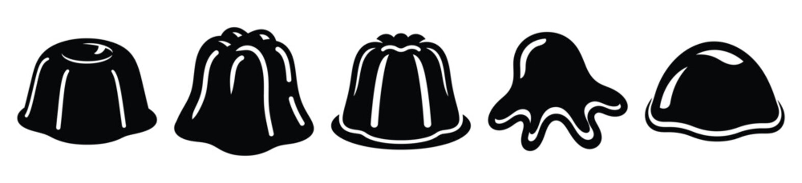 Silhouette of silly wobbling jelly vector icon set. Funny silhouette design vector stock illustration