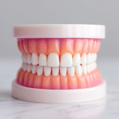 Obraz premium Detailed View of Dental Model with Artificial Teeth on White Surface