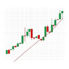 business candlestick trading graph showing upward finance investment profit growth arrow on transparent background