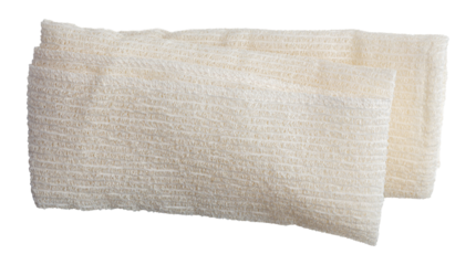 Cream Bath Towel: Soft, Plush Cotton Roll-Towel for Home Spa and Bath isolated on a white background