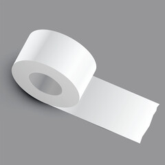 Roll of white adhesive tape on gray background