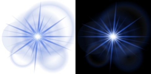 A bright blue flare and white abstract explosion of energy with lightning bolts and sparks isolated on transparent background Electric Blue Lightning Bolt