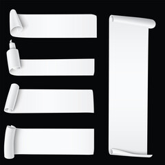 White paper scrolls on black background 1