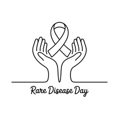 Fototapeta premium Rare Disease Day awareness ribbon and hands symbol supporting health causes