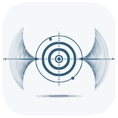 Abstract futuristic radar screen with concentric circles and sound waves