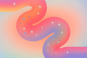 Obraz premium Wavy Gradient Path with Sparkles on Soft Pastel Background