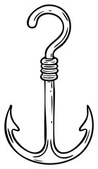 Fototapeta premium Nautical Hook Symbol With Question Mark Shape Representing Mystery and Inquiry