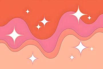 Wavy Pink and Orange Abstract Background with Sparkles