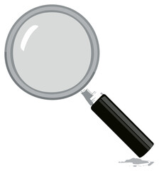 Magnifying glass vector illustration with details of silver rim and black handle