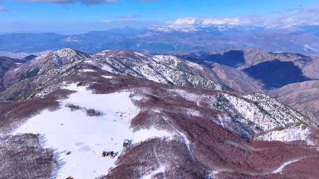 Albania Gjinar mountain Bukanik in winter landscape