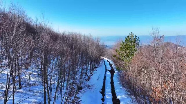 Albania Gjinar mountain Bukanik in winter landscape